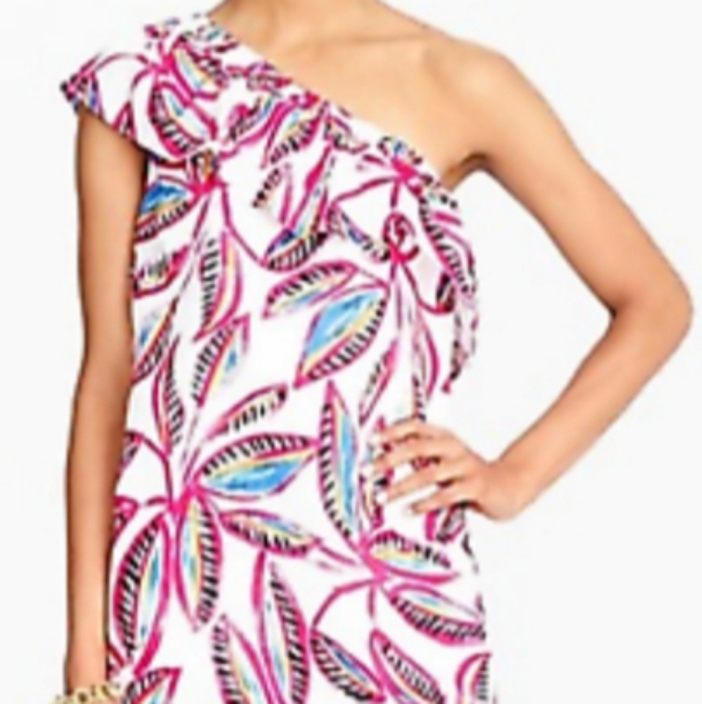 J. Crew Linen blend Island one shoulder dress sz L